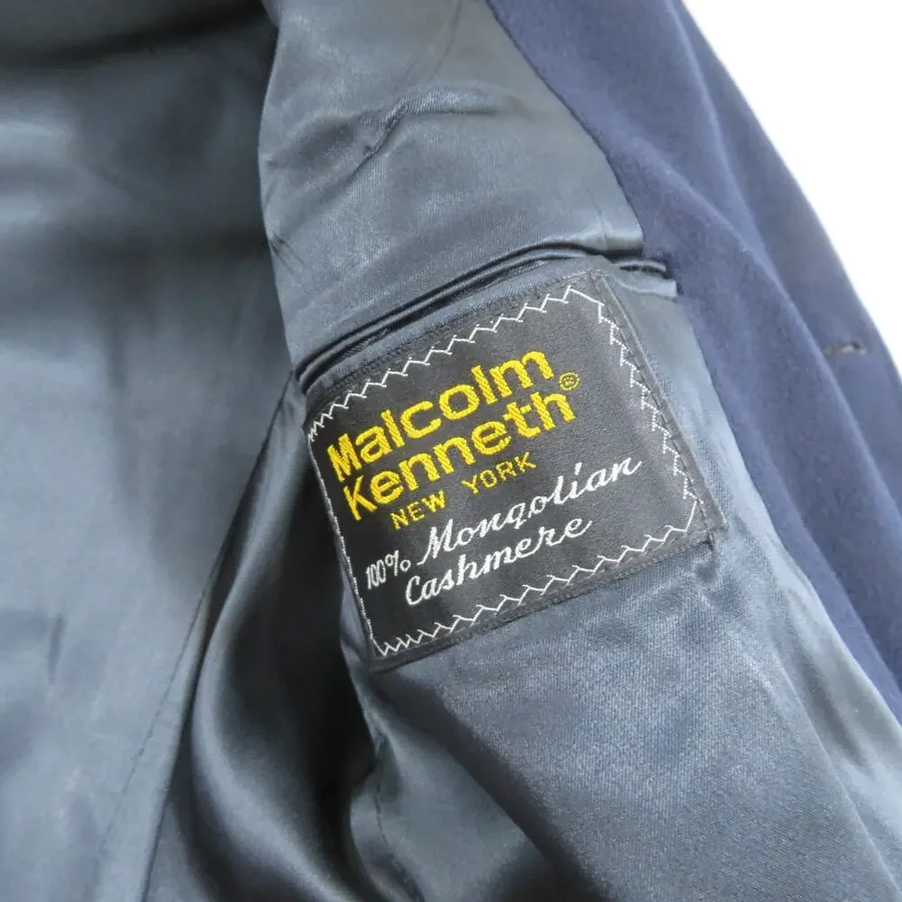 Malcolm Kenneth Cashmere Trench Coat Jacket Blue Mens 42R Reich Frank 1970s